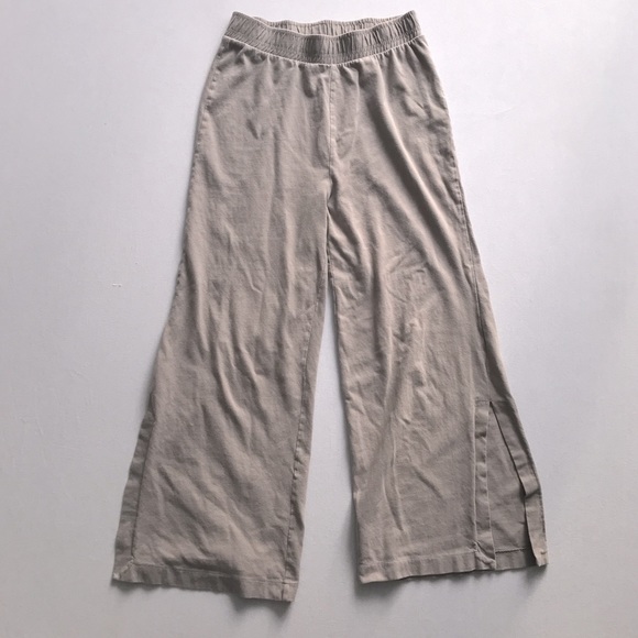 Zara Beige Wide Leg Side Slit Pull on Pants (M) - Picture 1 of 8